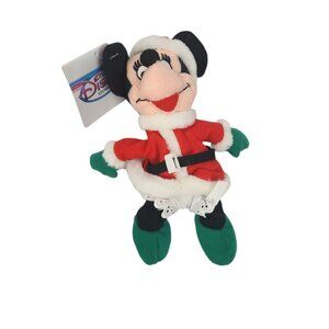 The Disney Store Minnie Mouse as Mrs. Claus Bean Bag Plush 7" NWT